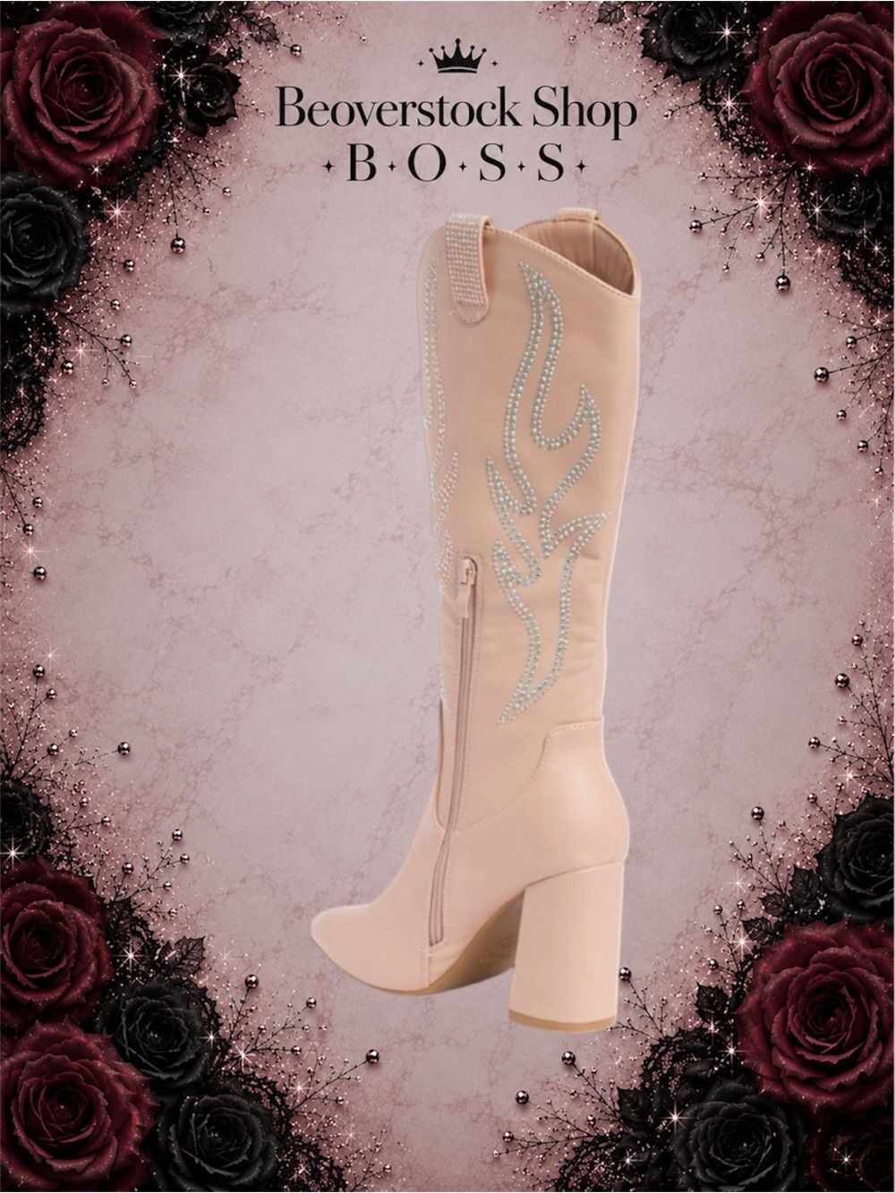 New NIB Womens TOP GUY Shoes ( TOP MODA ) Alias Western Boots Blush Pu - Picture 2 of 7